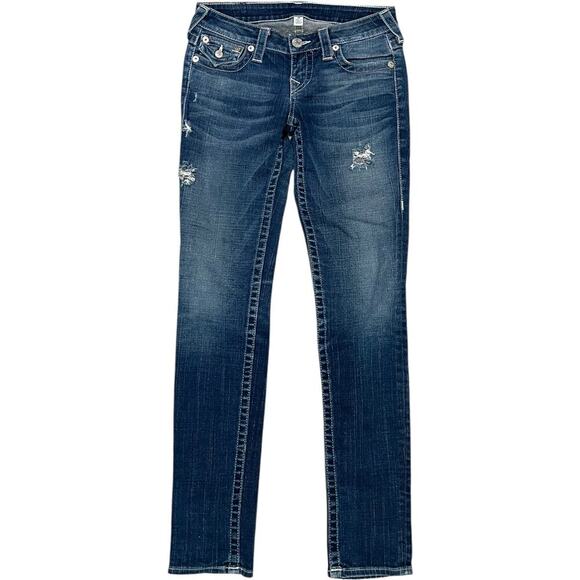 True Religion Y2K Dark Wash Flap Pocket Skinny Jeans - Picture 3 of 5
